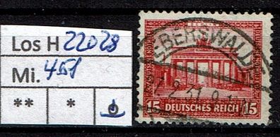 Los H22028: Deutsches Reich Mi. 451, gest.