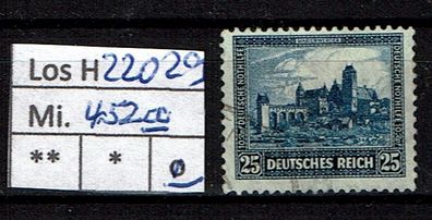 Los H22029: Deutsches Reich Mi. 452 a, gest.