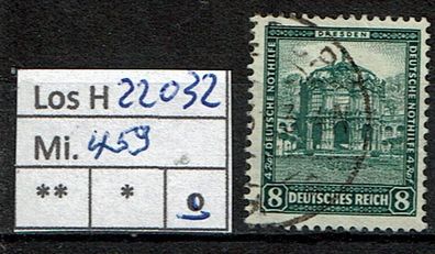 Los H22032: Deutsches Reich Mi. 459, gest.