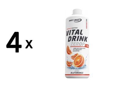 4 x Best Body Nutrition Vital Drink Zerop (1000ml) Blood Orange