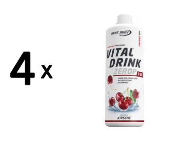 4 x Best Body Nutrition Vital Drink Zerop (1000ml) Cherry