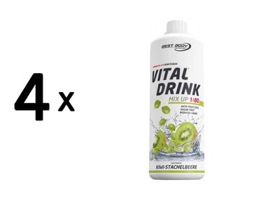 4 x Best Body Nutrition Vital Drink Zerop (1000ml) Kiwi Gooseberry