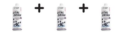 3 x Best Body Nutrition Vital Drink Zerop (1000ml) Black Currant
