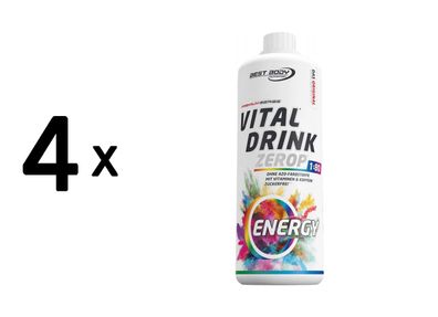4 x Best Body Nutrition Vital Drink Zerop (1000ml) Energy