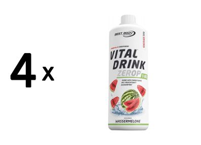 4 x Best Body Nutrition Vital Drink Zerop (1000ml) Watermelon