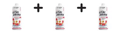 3 x Best Body Nutrition Vital Drink Zerop (1000ml) Strawberry Rhubarb