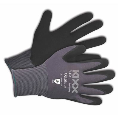 KIXX Flex Handschuhe für die Gartenarbeit - Grau/ Schwarz