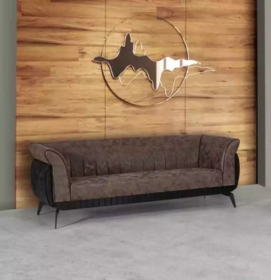 Brauner Dreisitzer Arbeitszimmer Sofa Luxus Designer Möbel Büro Couch