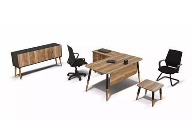Büromöbel Set Arbeitszimmer Büro Einrichtung Tisch Garnitur Eckschreibtisch 3tlg