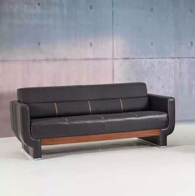 Schwarze Dreisitzer Couch Moderne Ledermöbel Büroeinrichtung Polster