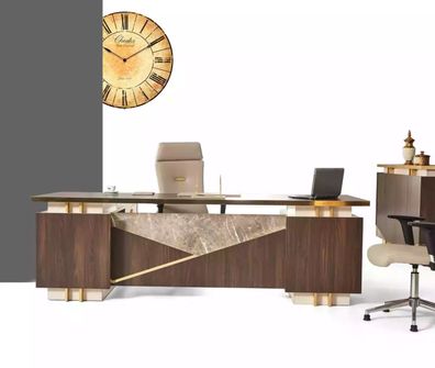 Eckschreibtisch Luxus Edelstahlmöbel Arbeitszimmer Büro Schreibtisch Neu