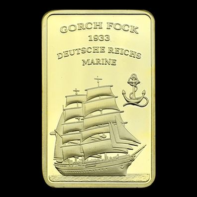 1933 Deutsche Marine/ Gorch Fock/ Vergoldeter Medaillen Barren/ MB0424GF