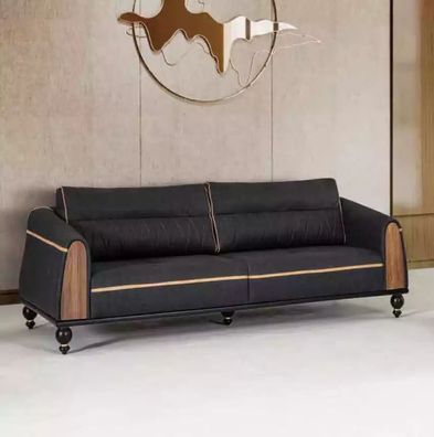 Schwarzes Designer Sofa Arbeitszimmermöbel Stil Moderne Couch Dreisitzer