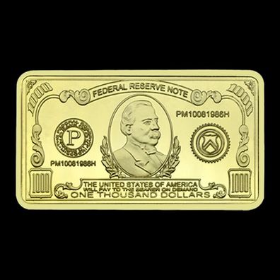 1000 Dollar/ USA Medaillen Barren/ vergoldet USA042410