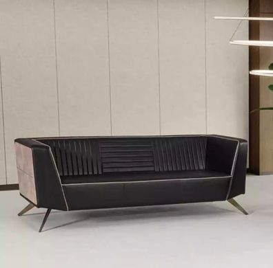 Designer Schwarzes Polstersofa Stoffmöbel Arbeitszimmermöbel Büro Couch