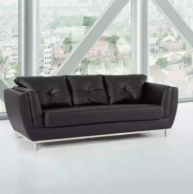 Schwarze Dreisitzer Couch Luxus Möbel Modernes Sofa Polster Ledercouch