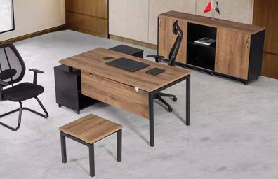 Braune Arbeitszimmer Möbel Luxus Set Schreibtisch Büroschrank Couchtisch 3tlg.