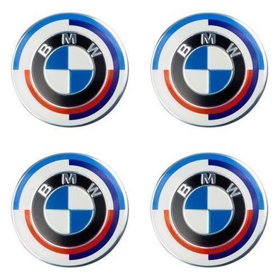 1 Satz 4 Stück BMW Nabendeckel Felgendeckel 68 mm | 50 Jahre Limited Edition