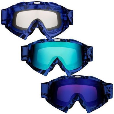 Motocross Brille blau Motorradbrille Endurobrille Schutzbrille Racingbrille