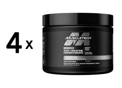 4 x Muscletech Platinum 100% Creatine Monohydrate (200g) Unflavoured