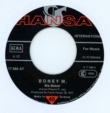 7" Boney M - Ma Baker ( Ohne Cover )