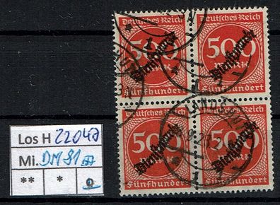 Los H22047: Deutsches Reich Dienst Mi. 81, gest. Viererblock