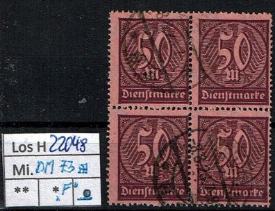 Los H22048: Deutsches Reich Dienst Mi. 73, gest. Viererblock