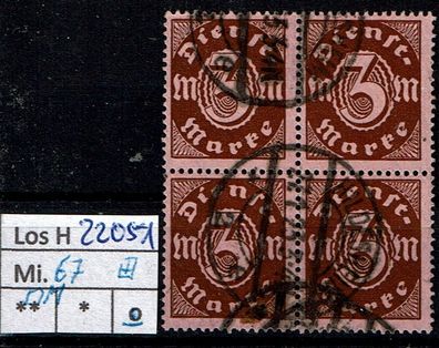 Los H22051: Deutsches Reich Dienst Mi. 67, gest. Viererblock