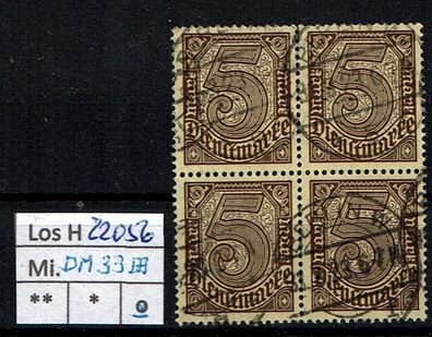 Los H22056: Deutsches Reich Dienst Mi. 33, gest. Viererblock