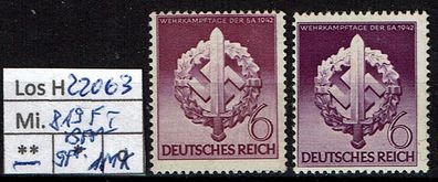 Los H22063: Deutsches Reich Mi. 819 F I * * gepr. Peschl BPP