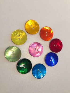 13 mm großer Knopf aus echtem Perlmutt, 2-Loch, wählen Sie aus 7 Farben