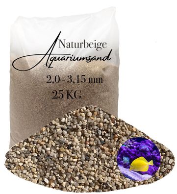 Aquagran® Aquariumsand Aquarienkies beige 25 kg Aquariensand Aquariumkies 2,0-3,15 mm