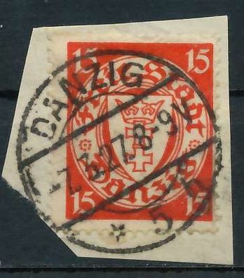 DANZIG 1925 Nr 214x zentrisch gestempelt Briefstück X898DCE