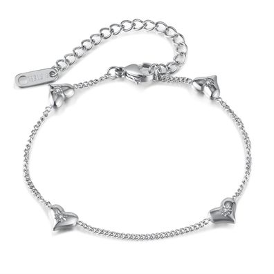Rhinestone Zircon Peach Heart Bracelet Stainless Steel Bracelet For Women