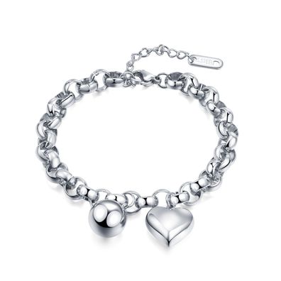 Round Beads Pendant Love Titanium Steel Bracelet For Women