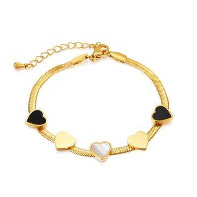 Summer Simplicity Peach Heart Love Stainless Steel Bracelet For Women