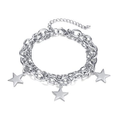 Cool Style Titanium Steel Star DoubleLayer Stainless Steel Bracelet For Women
