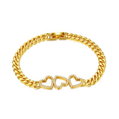 Elegant Cuban Link Chain Hollow Love Bracelet For Women