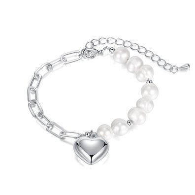 HighGrade HeartShaped Natural Freshwater Pearl Bracelet Personality Stitching