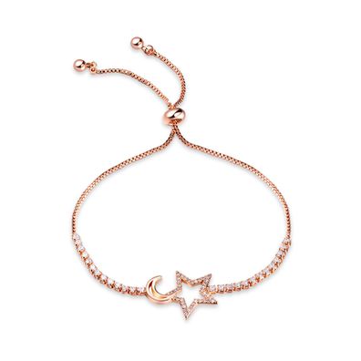 FivePointed Star Moon CopperPlated Gold Color Women's Bracelet Temperament Matching