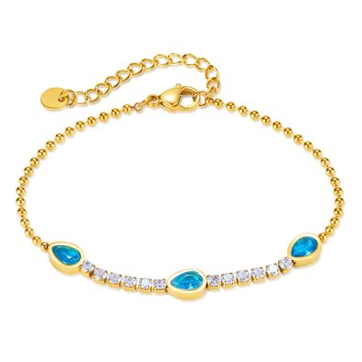 Rhinestone Bracelet Round Beads Chain Temperament Stainless Steel Bracelet For Women