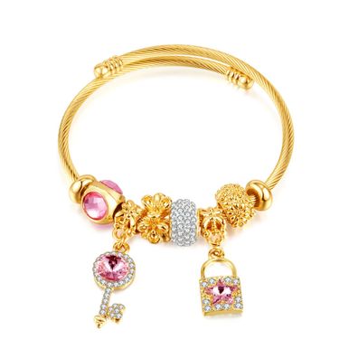 Elegant Lock Key Zircon Bracelet Love Bracelet For Women