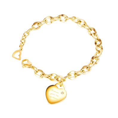 Cold Style Love Letter HighGrade HeartShaped Titanium Steel Bracelet For Women