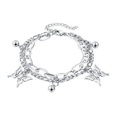 Round Beads Titanium Steel Bracelet Personality High Sense Butterfly Bracelet