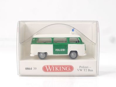Wiking H0 0864 39 Modellauto Polizei - VW T2 Bus grün/ weiss 1:87