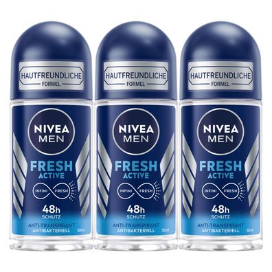 NIVEA Men Deo Roll On Aktive Protect Anti Transpirant 50ml 3er Pack
