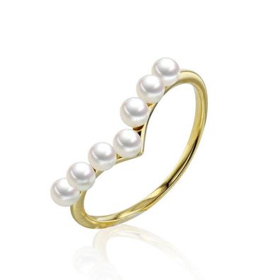 Luna-Pearls - 008.0616 - Ring - Damen - 585 Gelbgold - Süßwasser-Zuchtperle 3-4mm
