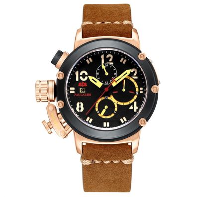 Automatic Mechanical Multifunctional Luminous Leather Rose Gold Men's Watch
