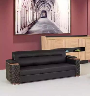 Büromöbel Dreisitzer Couch Schwarze Luxus Polstersofa Arbeitszimmer Neu