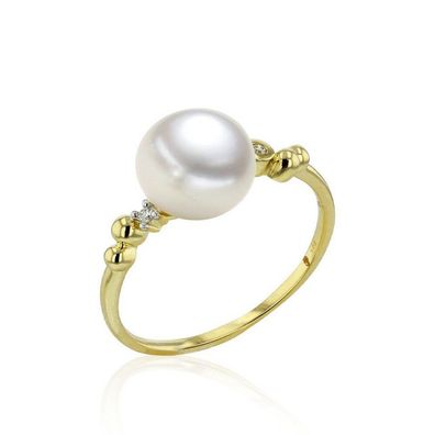Luna-Pearls - 005.1090 - Ring - Damen - 585 Gelb- und Weißgold - Brill. 0.02ct H-P